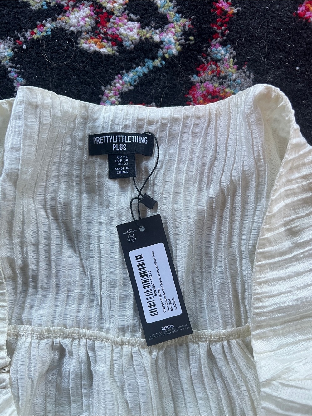 PrettyLittleThing Cream Layered Ruffle Mini Skirt - Picture 2 of 3
